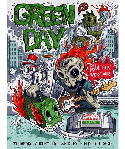 Poster Banda 40x55cm Green Day Show Cartaz Rock Chicago Usa