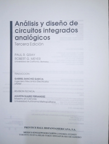 Libro Analisis Y Diseños De Circuitos Integrados Analogicos (Usado)