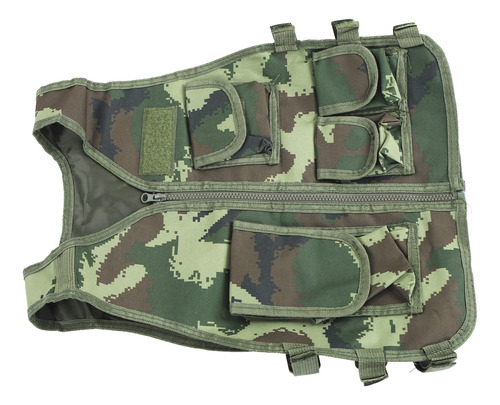 Chaleco De Tiro Ajustable, Bolsillos Con Cremallera, Camufla