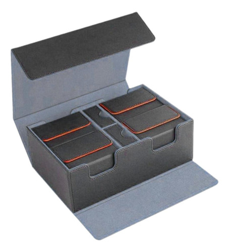 Caja De Baraja De Cartas Gris Naranja Interior