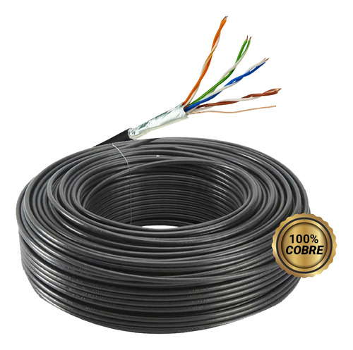 Rollo Cable 100m Ftp Blindado Cat 5e Exterior 100%