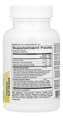 Super Nutrition Soporte Prostático, 90 Cápsulas Vegetales