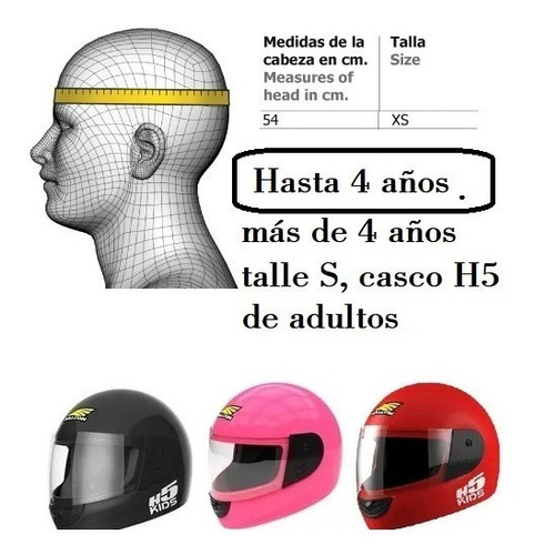Imagen 4 de 4 de Casco Moto Niño Halcon H5 Kids Integral