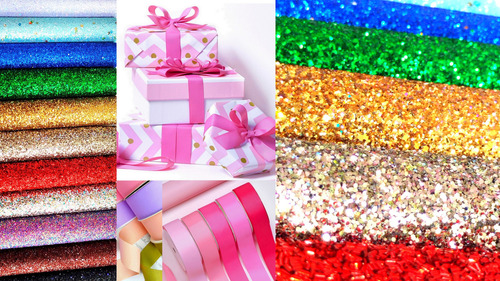 8 Rollos De Vinil Para Moños 4 Glitter. 4 Lichi A Color