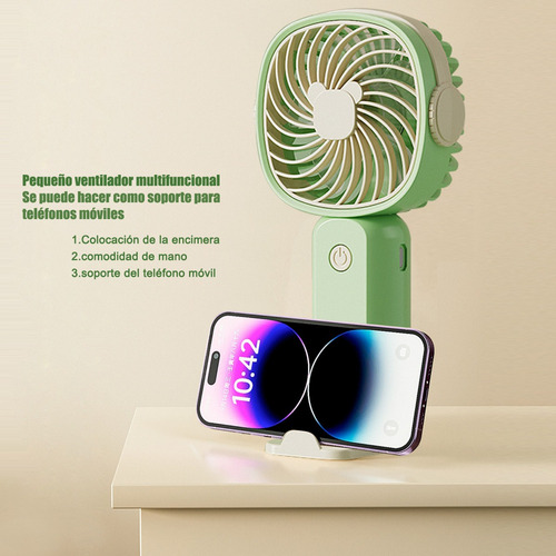 - Ventilador De Mano Pequeño, Portátil, Recargable Y