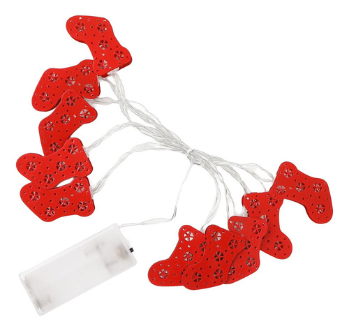 Cadena De Calcetines De Navidad Rojos Adorno 10 Led Para