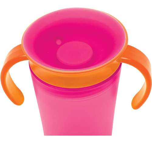 2 Copos Criança Infantil 360 Buba Com Alça Rápida Cor Rosa