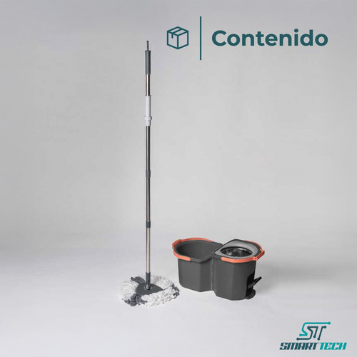 Balde Mopa Centrifuga 360 Escurridor Lampazo Trapeador LV-A03-2 Smart Tech Color Gris Oscuro