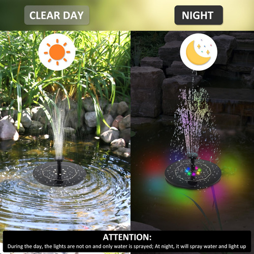 Fonte Solar Para Banho De Pássaros Com Luz Led, 8 Bicos E