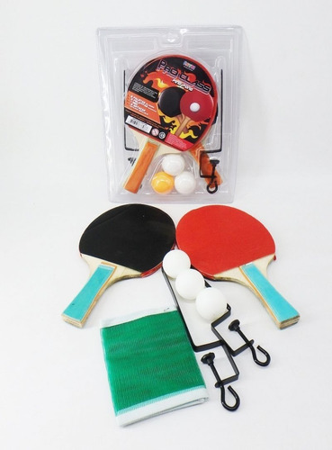 Set Ping Pong Blister Paletas Con Grip Pelotas Red Soportes