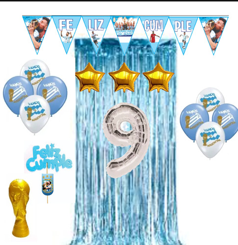 Pack Globos Selección Argentina Messi Copa Mundial Número 