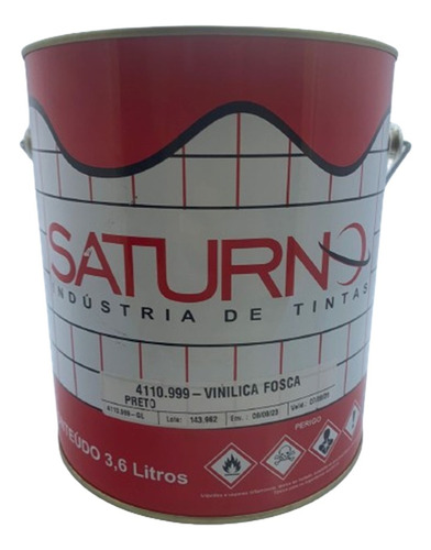 Tinta Vinílica Fosca Preto 3600ml Saturno 4110.999