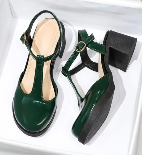Zapatos Tacón Ancho ,mujer Dama Cómodos Talla 28 Mx (Usado)