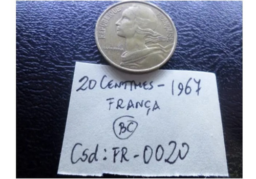 20 Centimes 1967 França Conservação Bc Código Fr0020 (Usado)