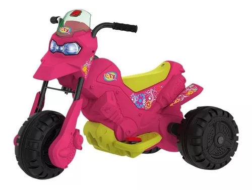 Triciclo Rosa Moto Elétrica Infantil Brinquedo Menina Xt3 6v