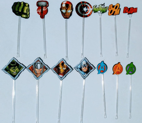 Imagem 1 de 3 de Tag Toppers Para Docinhos De Festa Vingadores 50 Unidades