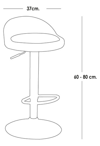 Silla De Bar Acolchada Con Respaldo Medio Taburete Ajustable Color Negro Talla N/A