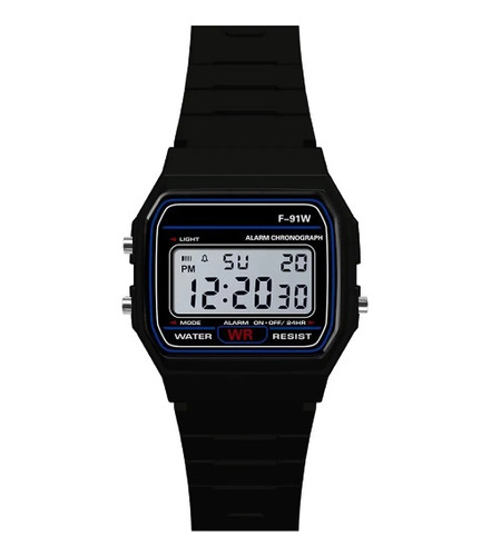 Reloj De Silicona F91w Unisex (negro)