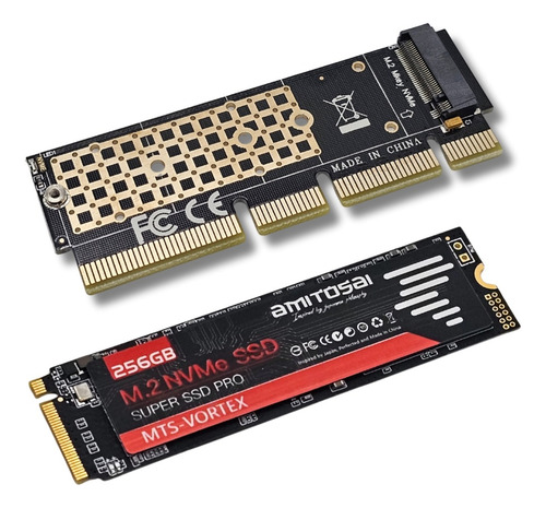 Combo Disco Ssd 256gb Vortex Con Placa Pcie4816nvme Amitosai Color Negro