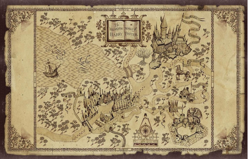Quadro Placa Poster Harry Potter Hogwarts Mapa