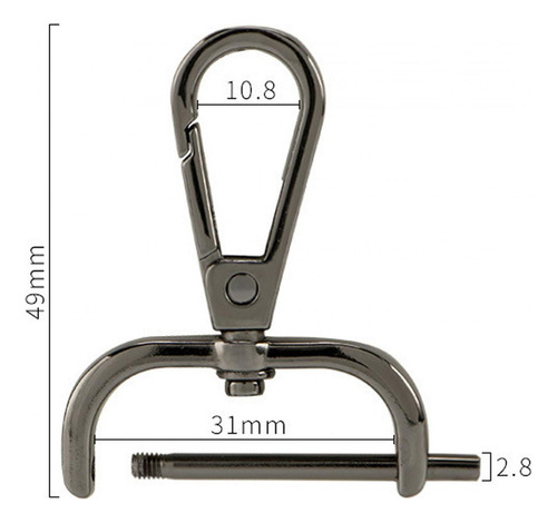 Cierres De Pinza De Langosta Para Bolso, Llavero, 31mm Negro