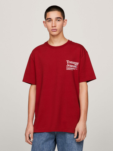 Playera Modern Roja Logo Trasero Tommy Jeans De Hombre