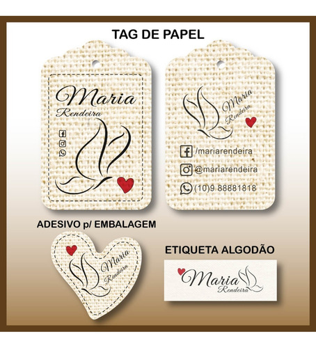 160 Etiquetas Tecido + 160 Tags Fotográficas + 160 Adesivos