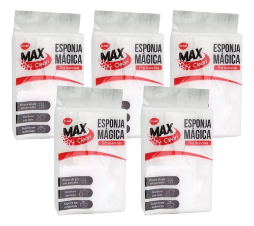 Kit Com 5 Esponja Mágica Clink Original Com Melamina
