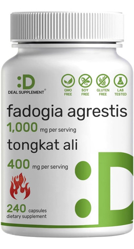 Fadogia Agrestis 1000mg + Tongkat Ali 400mg Hecho En Usa