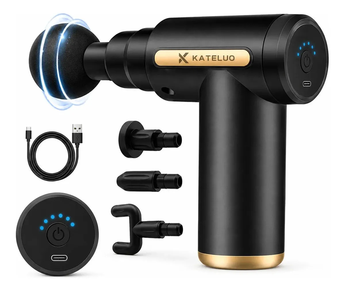 Massageador Pistola Elétrica Profissional Muscular Portátil Aparelho Fisioterapia Corporal, 6 Velocidades 4 Cabeças De Massagem - Kateluo