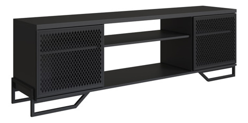 Rack Industrial 180 Cm 2 Pt Com Tela Em Metal 1027 Preto Pp