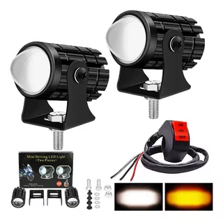 Par Faros Auxiliares Luces Led Moto Doble Color Impermeable