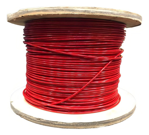 50m Cabo Aço Revestido Para Academia Vermelho 1/8 X 4,8 Mm