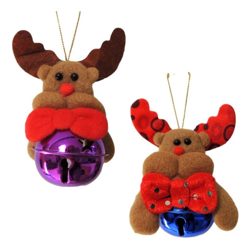 12 Cascabeles Muñecos Navideños Adorno Fieltro Navidad Santa