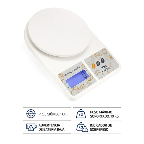 Imagen 5 de 10 de Balanza Electronica Digital Cocina 10 Kilos Alta Precisión Capacidad máxima 10 kg Color Blanco