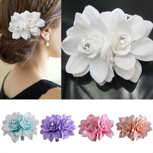 Pinza Para El Pelo Con Doble Flor Y Diamantes De Imitación C
