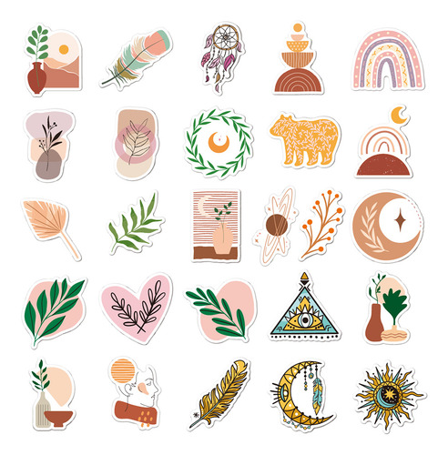 Pegatinas Estéticas Bohemias De Arte De Dibujos Animados Par