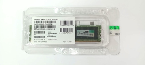 Memória Hpe 64gb Ddr4 2rx4 3200mhz Ecc Reg ( P11446-0a1)