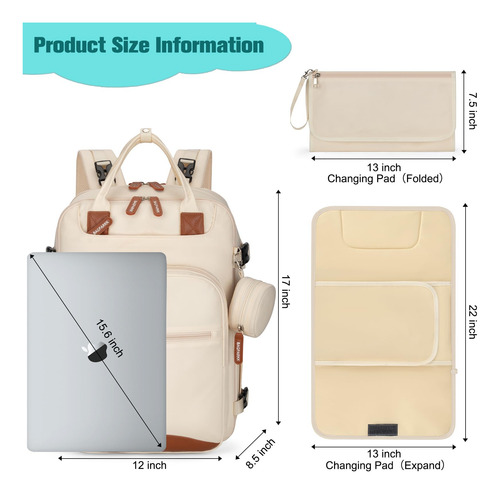 Mochila Para Pañales Bagparkk, Multifunción, Impermeable, Co
