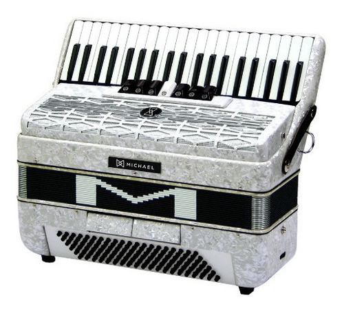 Acordeon Michael Acm12007 Pwh 120 Baixos Branco Perolado