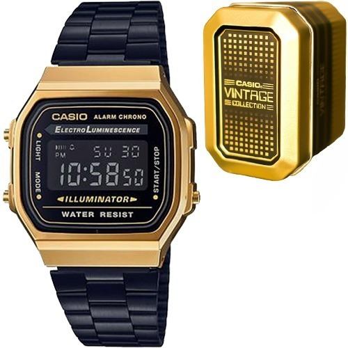 Reloj Casio Vintage A168wegb Dorado Acero Pavonado Alarma