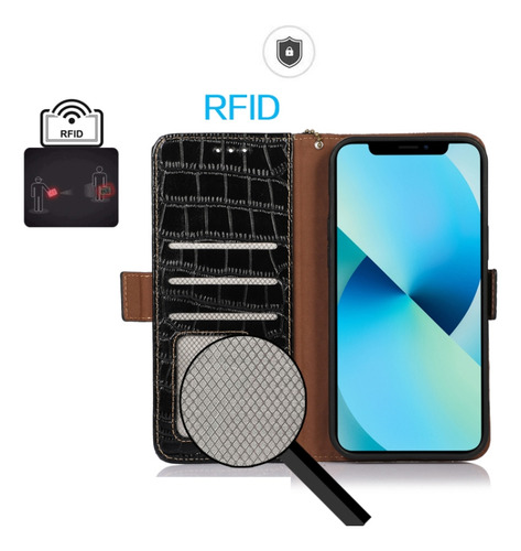 Capa Pu Preta Com Textura De Crocodilo Para Nokia G42 5g