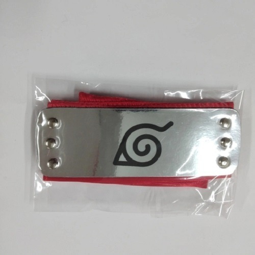 Bandana Naruto Pvc - Aldea De La Hoja - Roja Negro