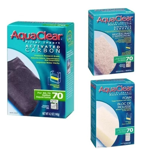 Repuesto Aquaclear Espuma Carbon Amoniaco Acuario Peces 70