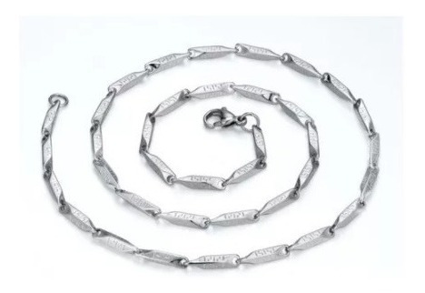 Corrente E Pulseira Banhado Prata Grande Inox Aço Cobra