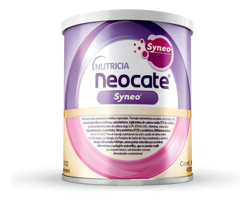 Leche de fórmula en polvo Nutricia Neocate Syneo en lata de 400g