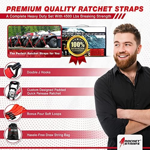 Rocket Straps Ratchet Straps - Premium Heavy Duty Ratchet St