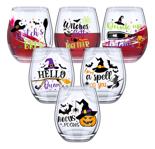 Sliner 6 Copas De Vino Sin Tallo De Bruja De Halloween De 11