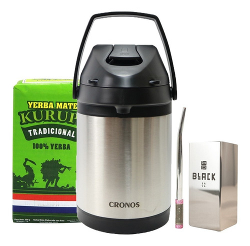 Imagem 1 de 5 de Kit Tereré Erva Kurupi Copo Inox Garrafa Cronos Bomba Rose
