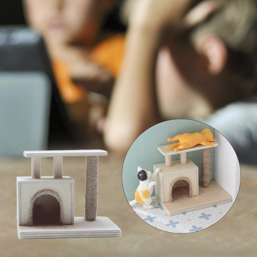 Casa De Bonecas Em Miniatura Cat Escalada Modelo Cat
